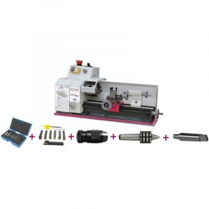 Tour &agrave; m&eacute;taux d'&eacute;tabli hauteur des pointes 75 mm entre-pointes 265 mm al&eacute;sage 11 mm 0,45 kW 230V avec accessoires Optiturn TU1503V PACK