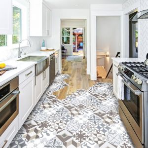 Stickers Sol Anti-d&eacute;rapant avec Protection - tomettes sol mariana - 60x135cm-10stickershexagones30x26cm