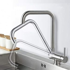 RHG Mitigeur de Cuisine Pliant Mitigeur d'&eacute;vier de Cuisine Pliant Mitigeur d'&Eacute;vier de Cuisine 360 &deg; Robinets de Cuisine en Acier Nickel Bross&eacute; pour