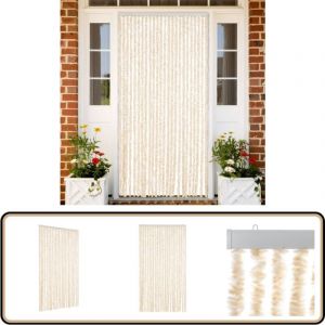 Vidaxl - Rideau anti-mouches beige et blanc 100x220 cm chenille - Rideau Anti-moustique - Rideau Insecte - Protection Contre Les Insectes - Intimité