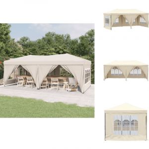 Tente de réception pliable avec parois Crème 3x6 m - Tents De Jardin - Abri Jardin - Gazebo - Parasol - Chapiteau Pliables
