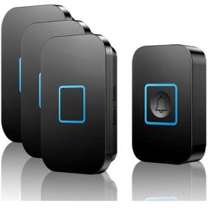 Sonnette sans fil, ensemble de sonnette sans fil, port&eacute;e de 400 m IP55 sonnette de porte d'entr&eacute;e ext&eacute;rieure &eacute;tanche avec 3 r&eacute;cepteurs enfichables,