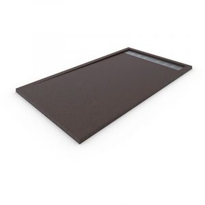 Decohor - Receveur de douche en R&eacute;sine quartz premium avec Cadre. Texture Ardoise. Marron chocolat ral: 8017 80X130CM