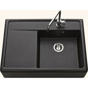 Kümbad - vier timbre d'office granit noir kiwi - 1 grand bac 1 égouttoir