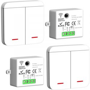 Interrupteur sans fil, kit d'interrupteurs, &eacute;metteur radio 433 MHz, r&eacute;cepteur 2 200 W/10 A, interrupteur d'&eacute;clairage, interrupteur et r&eacute;cepteur RF,