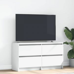 Meuble TV-Banc TV-Meuble T&eacute;l&eacute; blanc 100x35x54 cm bois d'ing&eacute;nierie 646313