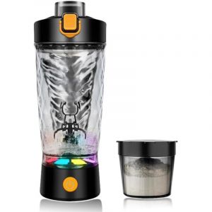 (Noir) Shaker &eacute;l&eacute;ctrique Rechargeable, 600ml Portable Shaker &eacute;l&eacute;ctrique, Rechargeable USB Bouteille de Shaker de Prot&eacute;ines sans BPA avec Bo&icirc;te &agrave;