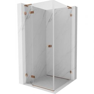 Mexen Lunar L cabine de douche pivotante gauche 80 x 80 cm, transparent, or rose - 834L-080-080-60-00-L