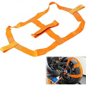 Moto Remorque Sangles D'arrimage 48 mm Sangle Arrimage Accessoires Universelle pour Roue Arri&egrave;Re de Moto Sangles de Fixation pour Roue Arri&egrave;re Pneu