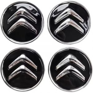 Lot de 4 enjoliveurs pour Citroen C1 C3 C4 C5 C6 DS3 Fregi Jantes en alliage Logo, 60 mm Noir