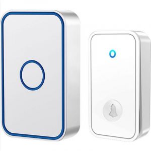 Carillon sans fil enfichable - Sans fil sans pile, 60 M&eacute;lodies 5-Niveaux Volum et, LED Flash, Kit de Carillon avec 150 M&egrave;tres, LED Flash