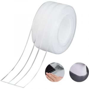 Bande d'Étanchéité,Salle de Bain Joint Double Pli Blan Ruban Baignoire Auto-Adhésif/Imperméable Mildiou Prévention Cafard pour Cuisine Évier 38mm