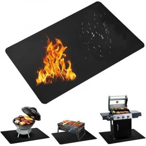 Tapis de Barbecue, 100 X 120 CM Tapis Anti Feu, Tapis Barbecue Sol, Tapis pour Barbecue, Plaque R&eacute;fractaire, Protection Anti-Feu, pour Barbecue en