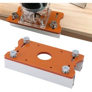 Support de fraisage 2 en 1 pour d&eacute;fonceuse &agrave; bois, avec rainureur int&eacute;gr&eacute;. Diam&egrave;tre int&eacute;rieur : 65 mm. &Eacute;paisseur du bois : 0 &agrave; 5 cm.