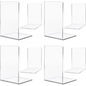 Lot de 8 Serres Livres, Serre-Livres en Acrylique Transparent, pour Enfant, Bureau, Salon et Salle D'&eacute;tude, &Eacute;cole, Librairie et Biblioth&egrave;que,