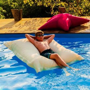 Livedeco - Pouf G&eacute;ant xxl D&eacute;houssable, Flottant Pour Piscine, Beige pool BiG52