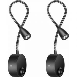Ersandy - Lampe Chevet Murale 2 Pack Lumi&egrave;res Applique Liseuse led Col de Cygne Lumi&egrave;re 3W, 6000K Blanc Chaud Lampe de Lecture. [Classe &eacute;nerg&eacute;tique e]
