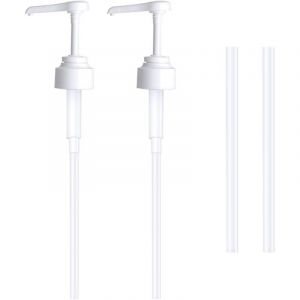 Lot de 2 Pompe doseuse bidon 5 litres Bouteille Pompe Vide(Blanc), r&eacute;utilisables Flacon Pompe Vide Plastique Remplacement de 38 cm pour contenants