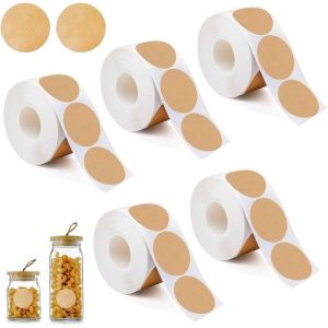 2000 Pi&egrave;ces &Eacute;tiquettes Rondes Autocollantes en Kraft Brun Naturel,25mm Vierges &Eacute;tiquettes Autocollantes Ronde Kraft Marron,Autocollants Ronds pour