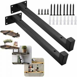 YMYNY 2PCS Triomphe Support d'&eacute;tag&egrave;re Mural R&eacute;tro30cm &eacute;querre pour &eacute;tagere Murale Industrielle Equerre Mural Support Noire &eacute;querre Fixation &eacute;tagere