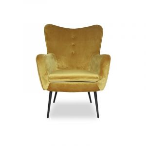 Meubler Design - Fauteuil En Velours Design Zola - Jaune, Velours, Style Art déco, 69 x 68 x 90 cm