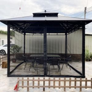 Moustiquaire Universelle de Rechange pour tonnelle d'ext&eacute;rieur - 4 portes - avec Fermeture &eacute;clair - pour pavillon de 10' x 12' (moustiquaire