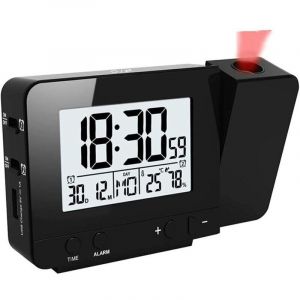 Horloge de projecteur &agrave; affichage LED avec r&eacute;tro-&eacute;clairage, r&eacute;veil rotatif, fonctionne &agrave; piles, horloge de projecteur &agrave; affichage LED pour chambre