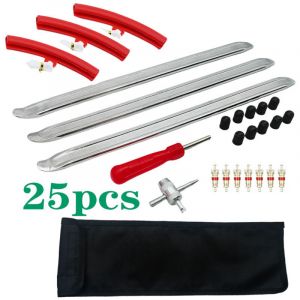 Lot de 25 d&eacute;monte-pneus - 30 cm - Avec 3 protections de jante - Outil de montage pour moto, v&eacute;lo, voiture, scooter