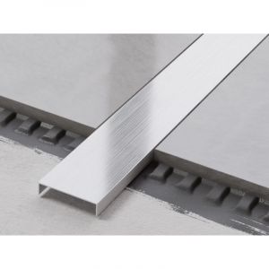 Ilcom - Profilé u de connexion rectifié en acier inoxydable pour carrelage 4cm x 244cm - Argent satiné
