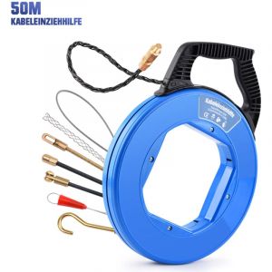 Tire Fils Electricien Aiguille 4,5mm 50m, Electrique Solide CâBle Fibre De Traction Avec 7 Adaptateur En fibre de verre RéTraction Aide De Ruban De