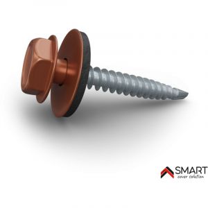 Bravo The Smart Solution &ndash; Vis auto perceuse 4.8x35mm &ndash; Lot de 50 pcs &ndash; Cuivre brun RAL 8004 &ndash; Joint d'&eacute;tanch&eacute;it&eacute; pour toiture en bac acier