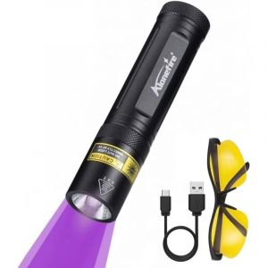 SV77 10W Lampe Torche UV LED 395nm Rechargeable Lampe Ultraviolet Lumiere Noire D&eacute;tecteur D'urine pour Resine, Fluoresceine, Min&eacute;raux, P&ecirc;che avec