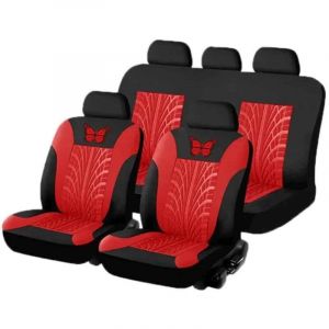 Housse Siege Voiture - Ensemble de Housses de Si&egrave;ge Auto Universelle - Couvre Sieges pour Avant et Arri&egrave;re - Lot de 9 Rouge