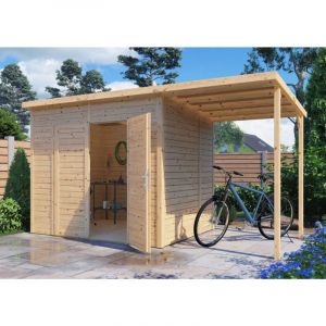 Abri de jardin bois Bertilo 19mm Timmo 4 Plus avec toit en appentis et plancher 4,16m&sup2;natural
