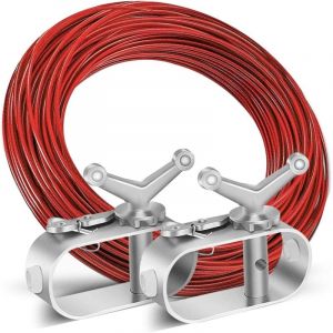 Tendeur de C&acirc;ble M&eacute;tallique, Treuil Bache Piscine, Cordon B&acirc;che Piscine avec 2 Tendeur de Fil Acier, &Oslash; 2 mm Longueur 40 m, Tendeurs de C&acirc;ble en Acier