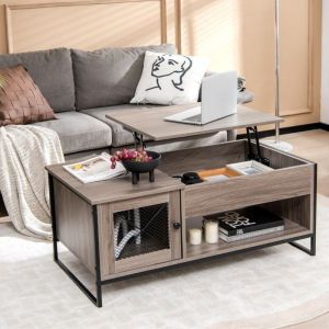 Northix - Table basse avec plateau elevateur table centrale avec dispositif de levage pneumatique 106 x 55 x 445 cm gris