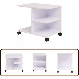 Tagère à roulettes 50x35x42 cm Blanc - Bibliothèque - Étagère - Meuble De Rangement - Bibliothèque Sur Roulette - Mobilier Blanc