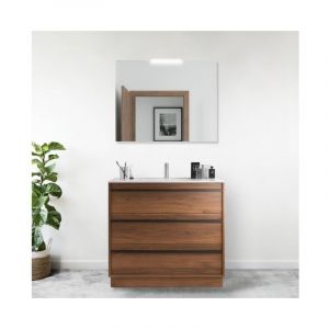 Abitare - Meuble de salle de bain sur pied 100 cm en bois de noyer Maya avec vasque intégrée - Astoria - 60 cm Standard