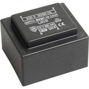 PTG382402 Transformateur pour circuits imprim&eacute;s 1 x 230 v 2 x 12 v/ac 3.60 va 150 mA - Gerth