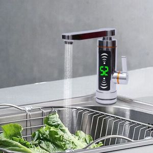 Ymyny - Robinet électrique, chauffe-eau instantané, acier inoxydable, robinet rotatif avec affichage numérique led, robinet d'eau chaude, salle de