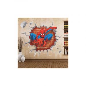 SNQ - 3d dessin animé Spiderman Stickers muraux Super héros pour les chambres d'enfants garçons--