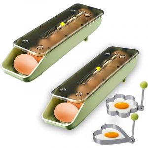 conteneur d'oeufs r&eacute;frig&eacute;rateur pack de 2, porte - oeufs r&eacute;frig&eacute;rateur, bac de rangement d'oeufs, rangement d'oeufs r&eacute;glable et peu encombrant (vert,