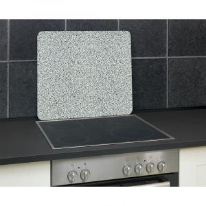 Wenko - Protection plaques cuisson en verre trempé 'Granit' Lot de 2, 3en1, couvre plaque, planche à découper, extension plan de travail , 30 x 52