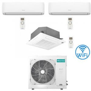 Climatiseur Hisense Hi Comfort plus cassette 4 voies Wifi R32 Trial Split Inverter 9000 + 9000 + 12000 BTU avec U.E. 3AMW72U4RJC Classe A++/A+