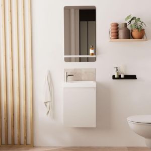 Ensemble lave-mains suspendu avec miroir tablette