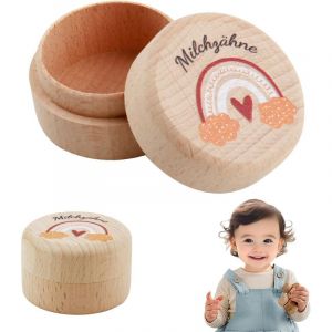 Bo&icirc;te &agrave; Dents de Lait en Bois pour B&eacute;b&eacute;, Pratique et Esth&eacute;tique Boite a Dents, Boite Dent de Lait pour Gar&ccedil;ons et Filles