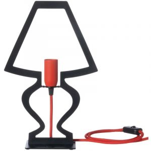 Arti E Mestieri - Lampe de table Silhouette &Oslash;22x33 cm Fer perfor&eacute; Noir Fabriqu&eacute; en Italie Connexion E14 Compl&eacute;ment d'ameublement