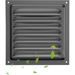 1 pi&egrave;ce Grille de ventilation m&eacute;tallique, 25 x 25cm, grille d'a&eacute;ration carr&eacute;e pour soffite, &eacute;cran en maille int&eacute;gr&eacute;, conduits de salle de bain, noir