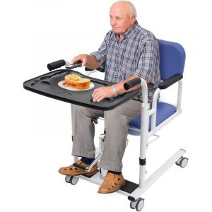 Ascenseur de patient de m&eacute;nage hydraulique, fauteuil de transfert d'ascenseur de patient de 180 &deg; pour le patient &acirc;g&eacute; handicap&eacute; enceinte (bleu)