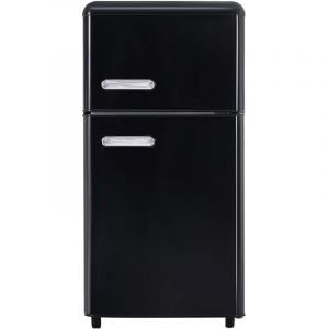 Fortuna Lai - Réfrigérateur rétro 72 l, double porte, éclairage led, 39 dB, classe e, congélateur et réfrigérateur - Noir